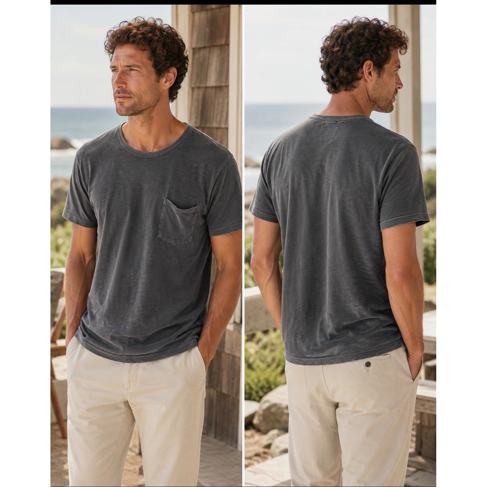 Marine Layer Pocket T Shirt XXL Gray Garment Dyed Crewneck Casual Coastal Beach